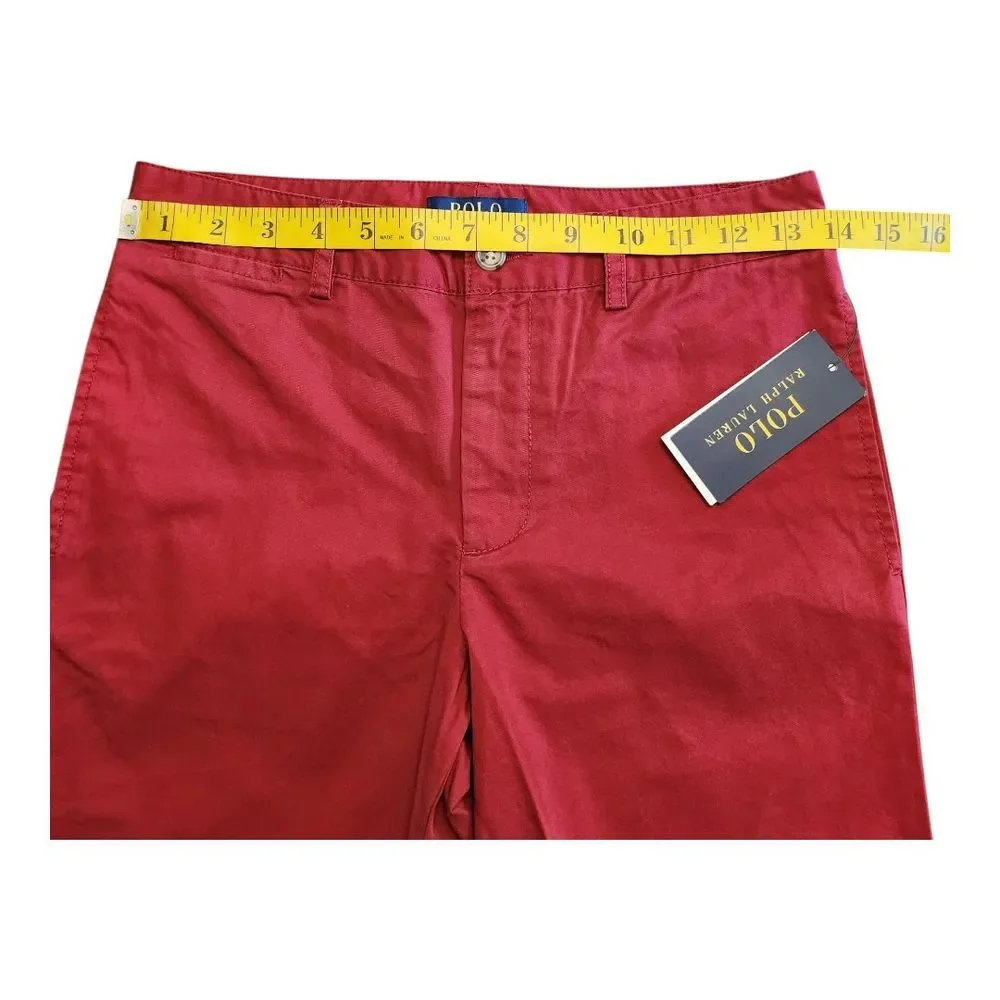 NWT‎ Polo Ralph Lauren Chino Pants Boys 14 Red Flat Front Slash Pocket Cotton